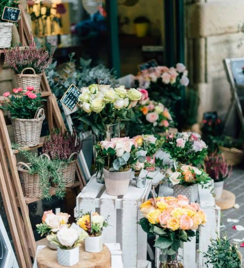 assorted flower bouquet near flower shop
